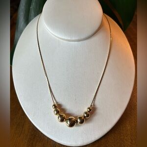 Elegant Gold Tone Graduated Beaded Necklace 17.5 inches